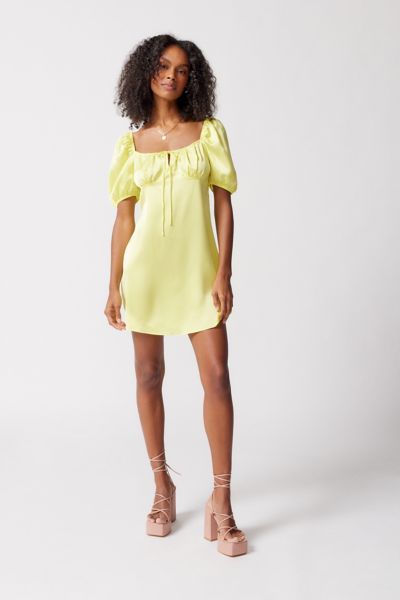 Glamorous Satin Puff Sleeve Mini Dress | Urban Outfitters