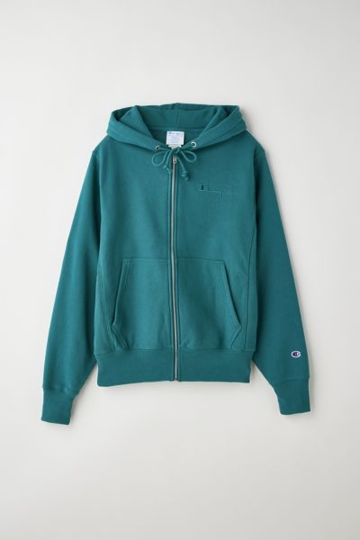 Champion Uo Exclusive Reverse Weave Full Zip Hoodie Sweatshirt In Green
