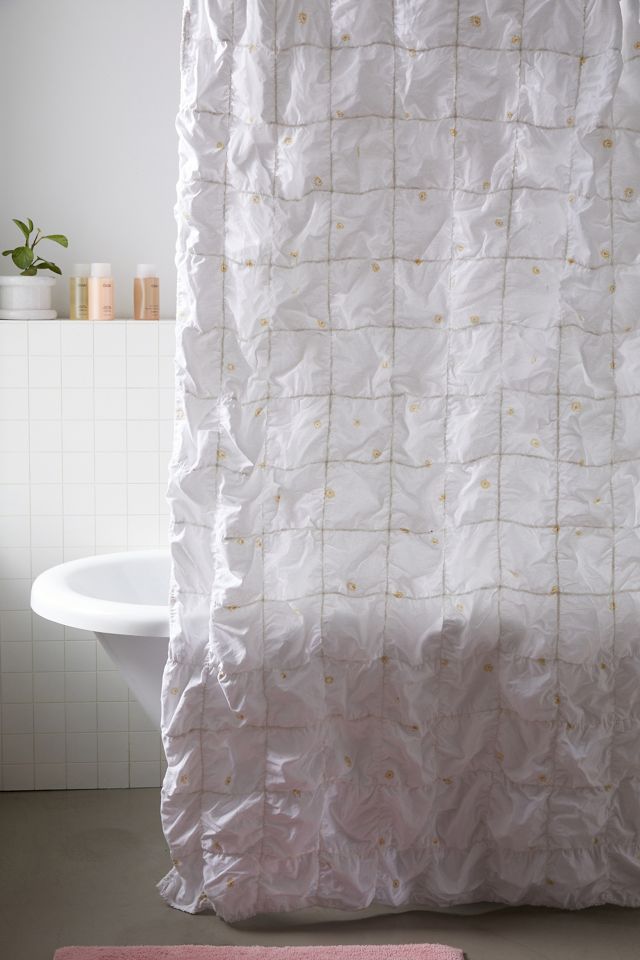 Mini Modern Grid Flower Shower Curtain Urban Outfitters