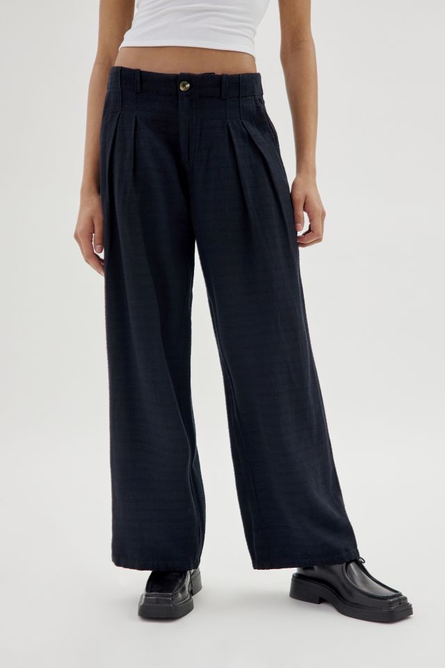 Urban Outfitters Uo Martina Linen Low-rise Trouser Pant in Natural