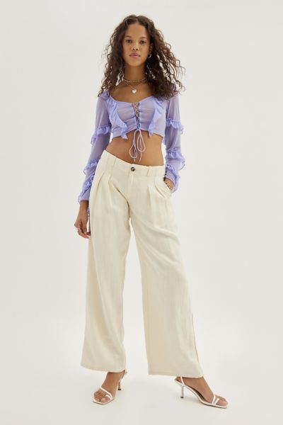 Urban Outfitters Uo Martina Linen Trouser Pant In Ivory
