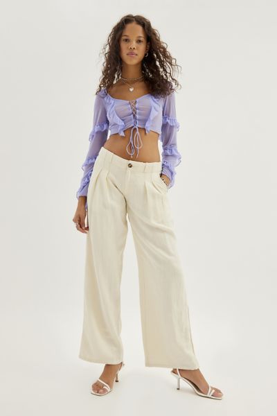 UO Martina Linen Low-Rise Trouser Pant