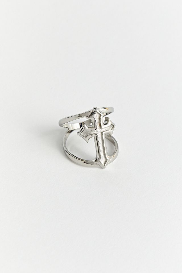 RARE-ROMANCE Extruded Cross Ring | Urban Outfitters