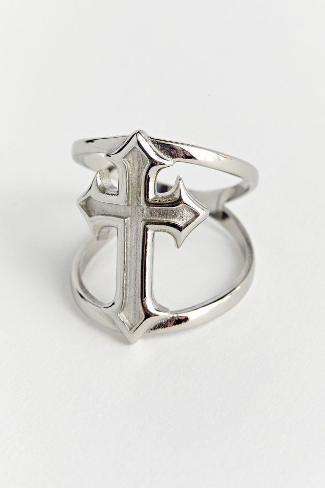 RARE-ROMANCE Extruded Cross Ring | Urban Outfitters