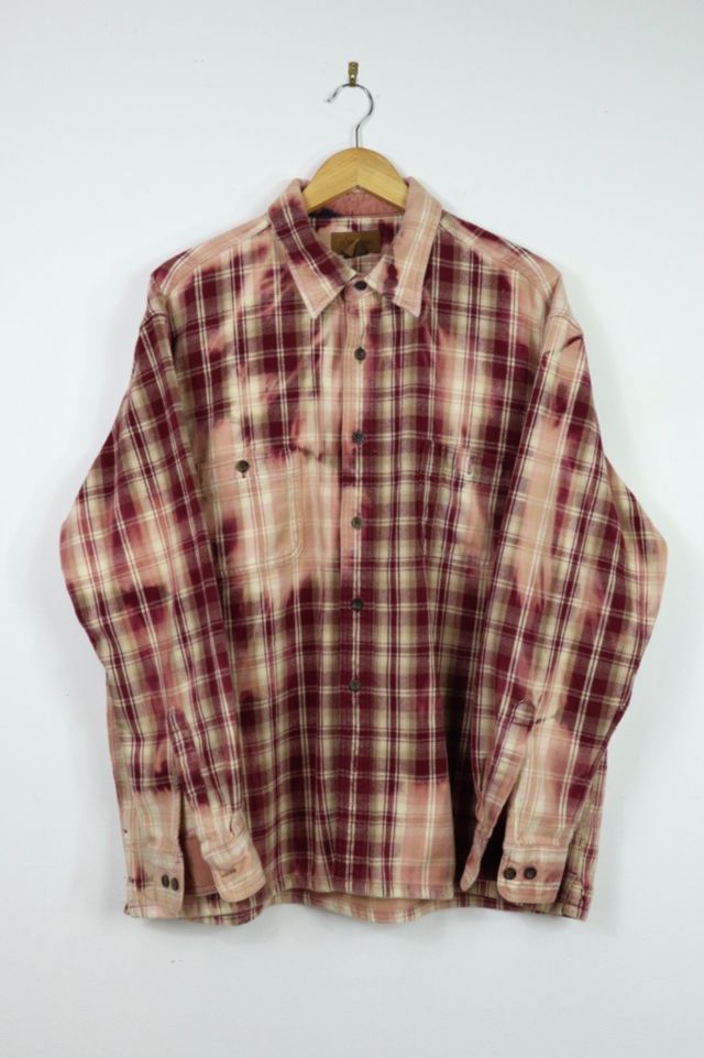 Vintage Bleached Heavyweight Red Button-Down Shirt | Urban Outfitters