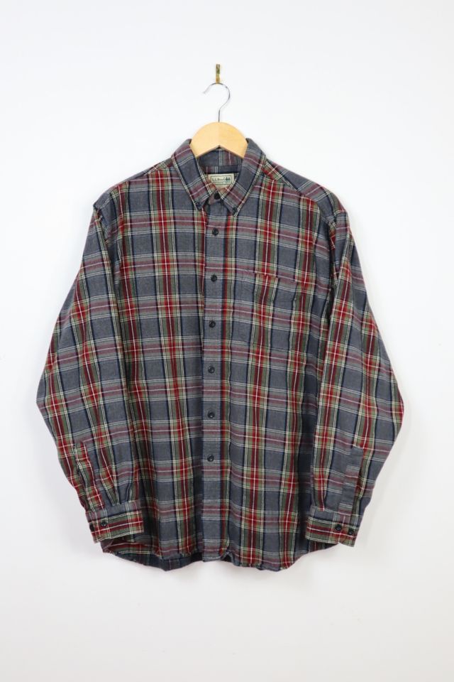 Vintage L.L. Bean Grey Plaid Flannel Shirt | Urban Outfitters