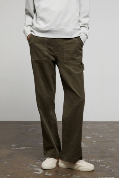 Onia Wide Leg Corduroy Carpenter Pant In Dusty Olive