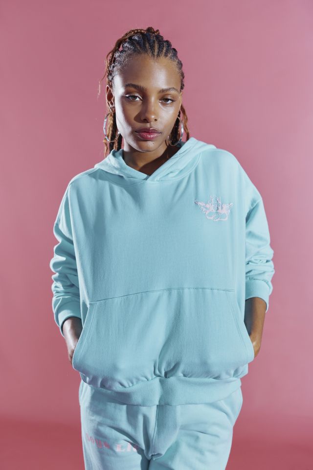 Turquoise hooded outlet sweatshirt