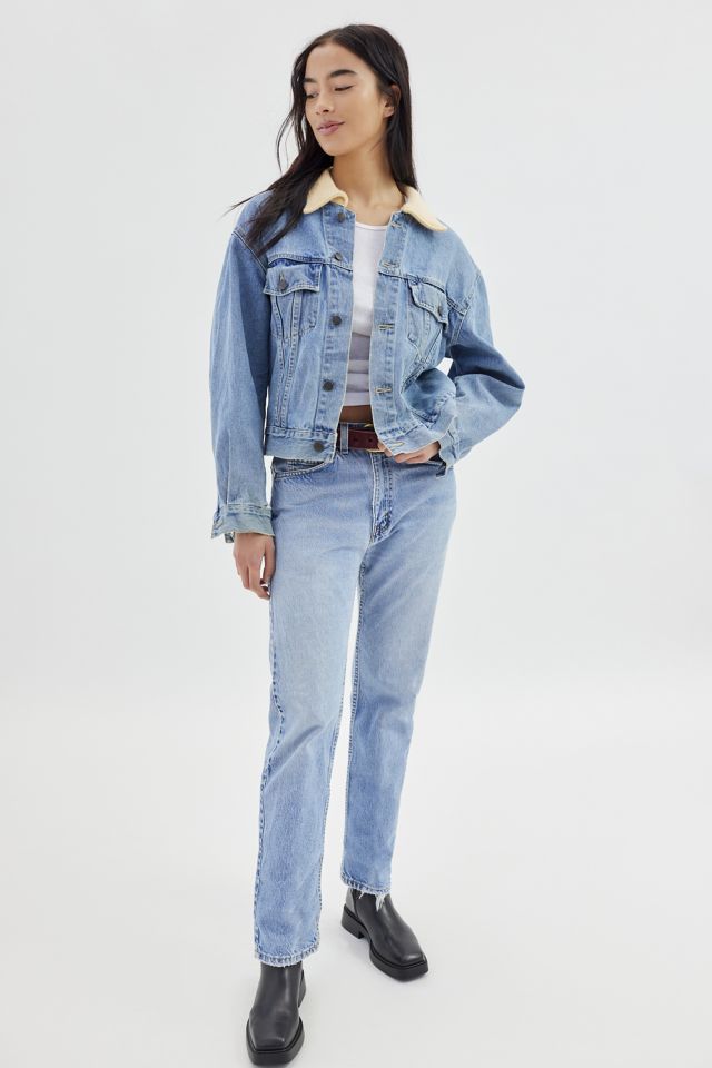 Veste en denim refaçonnée avec col pelucheux Urban Renewal #2