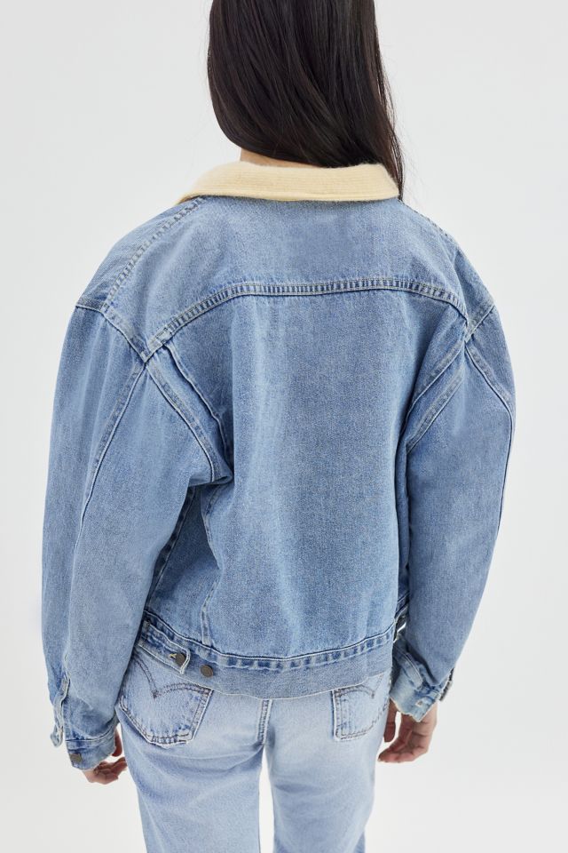 Veste en denim refaçonnée avec col pelucheux Urban Renewal #3