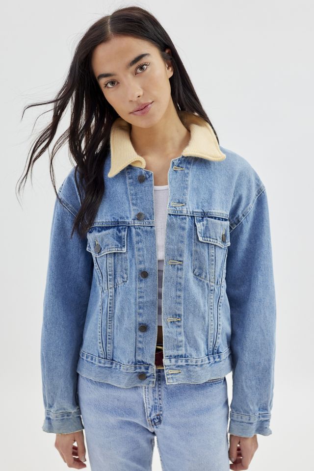 Veste en denim refaçonnée avec col pelucheux Urban Renewal #4
