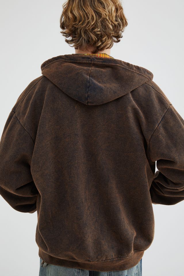 Urban Renewal Remade Acid Wash Zip Hoodie Sweatshirt #3