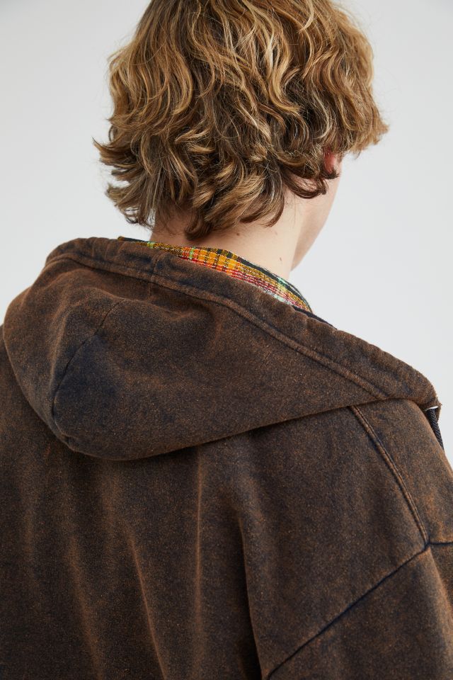 Urban Renewal Remade Acid Wash Zip Hoodie Sweatshirt #4