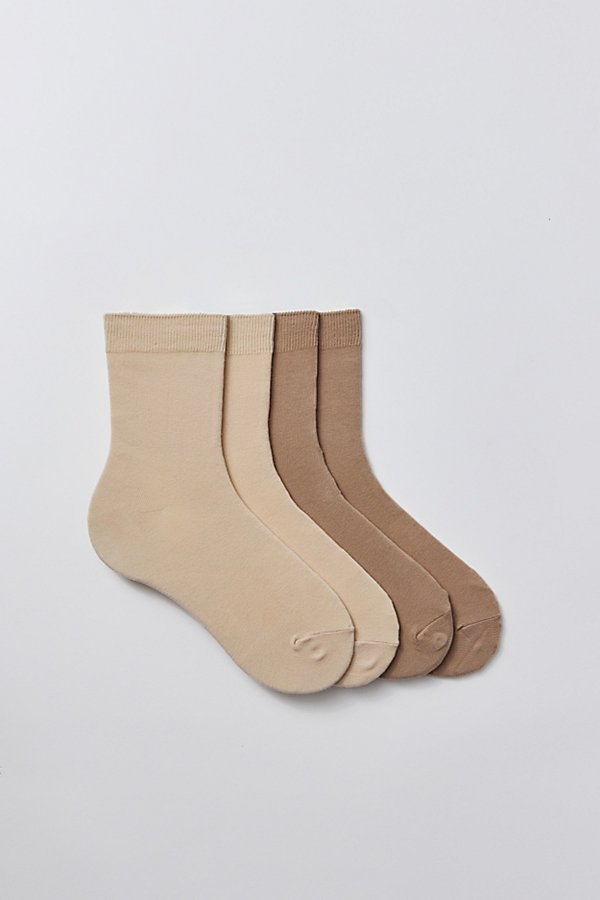 Urban Outfitters Essential Crew Sock 2-pack In Tan/brown