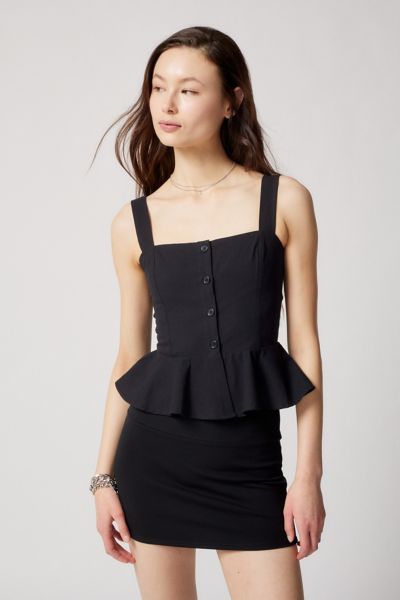 Urban Outfitters Uo Elise Peplum Blouse In Black