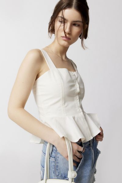 Urban Outfitters Uo Elise Peplum Blouse In White