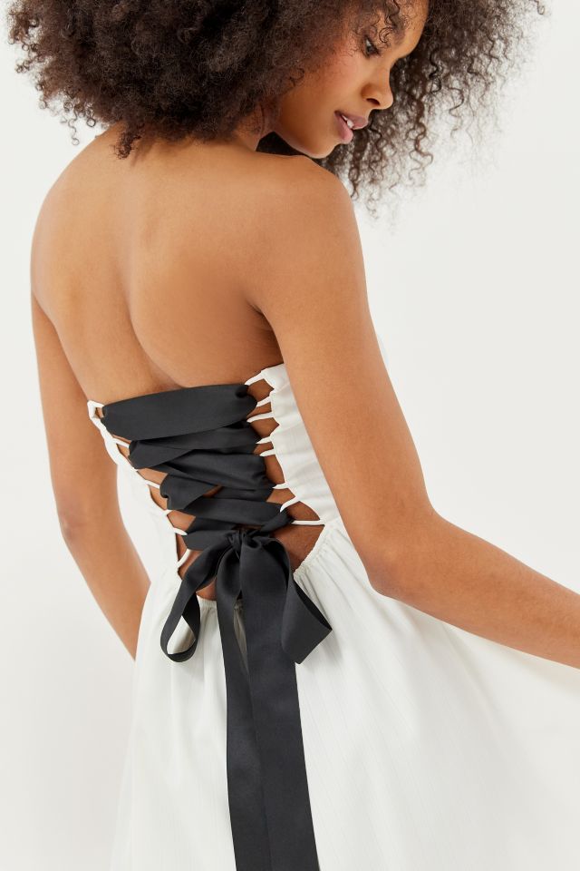 UO Bridget Lace-Up Strapless Mini Dress #4