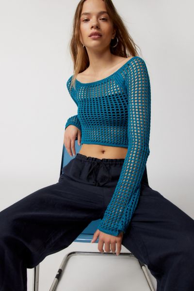 UO Chloe Cropped Open Knit Sweater Urban Outfitters