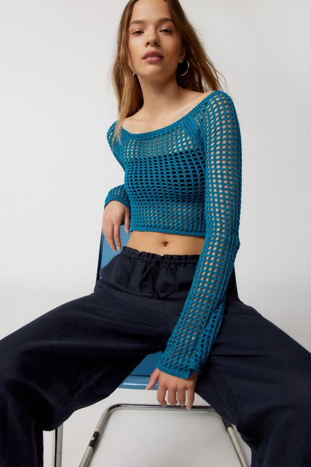 UO Chloe Cropped OpenKnit Sweater Urban Outfitters