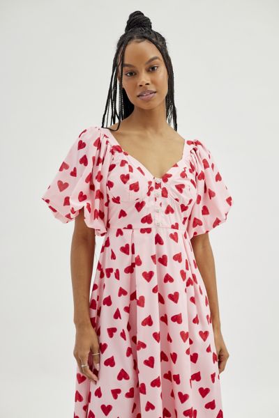 Sister Jane Cherish Heart Print Midi Dress | Urban Outfitters Canada