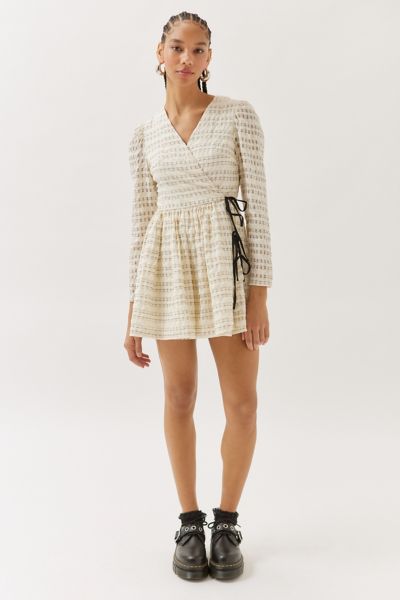 Ghospell Anya Checkered Wrap Dress | Urban Outfitters