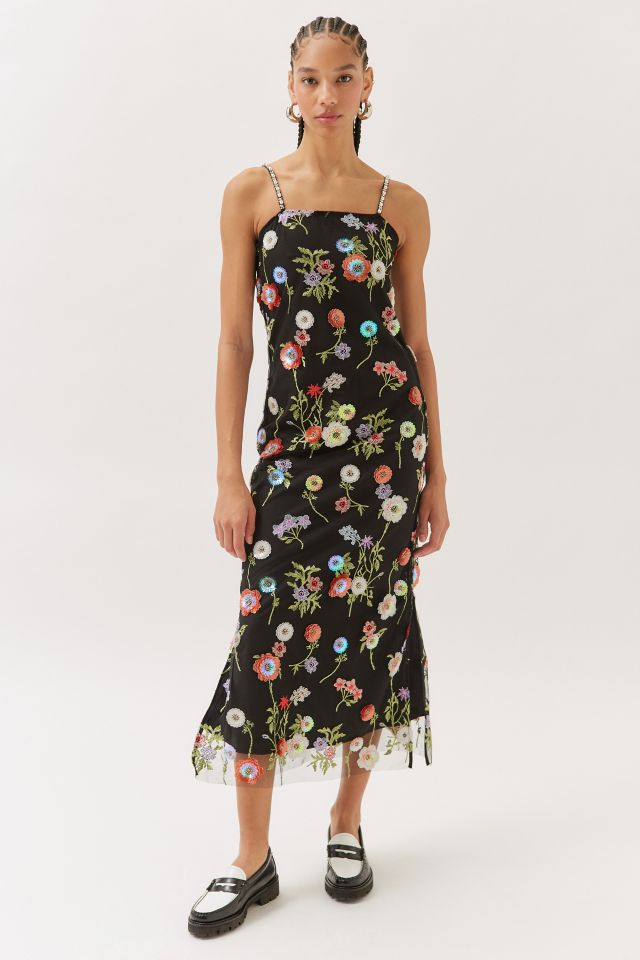 Sister Jane Dream Curtsey Floral Embroidered Midi Dress | Urban ...