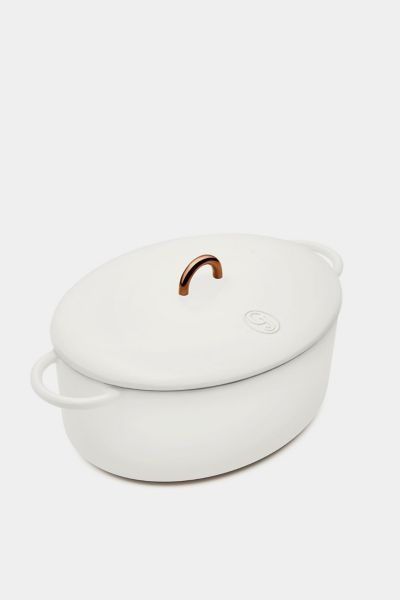 Shop Great Jones The Dutchess 6.75-qt Cast-iron Dutch Oven In Salt At Urban Outfitters