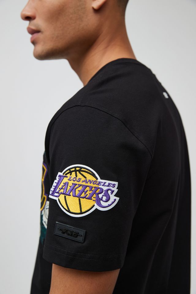 NBA Los Angeles Lakers Embroidered Baby Tee in Black, Women's at Urban Outfitters