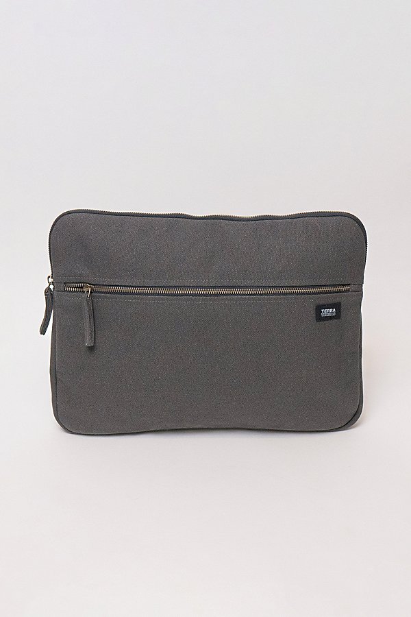 Terra Thread 15" Organic Cotton Canvas Laptop Sleeve In Dark Grey At Urban Outfitters