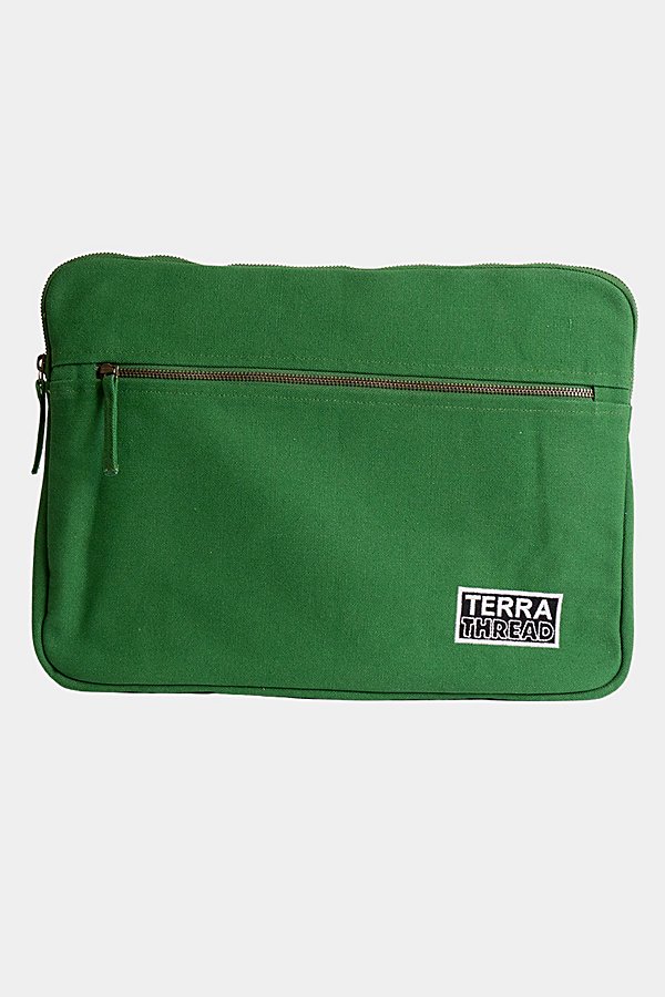 Terra Thread 15" Organic Cotton Canvas Laptop Sleeve In Green At Urban Outfitters
