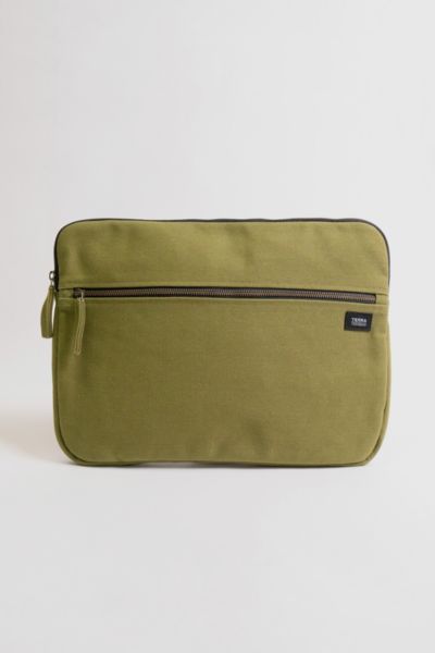 Terra Thread 15" Organic Cotton Canvas Laptop Sleeve In Olive At Urban Outfitters