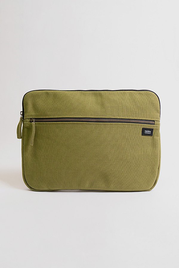 Terra Thread 15" Organic Cotton Canvas Laptop Sleeve In Olive At Urban Outfitters