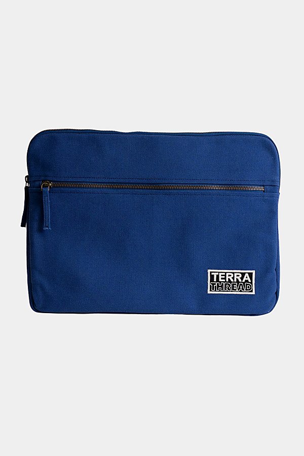 Terra Thread 15" Organic Cotton Canvas Laptop Sleeve In Blue At Urban Outfitters