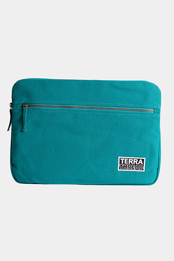 Terra Thread 15" Organic Cotton Canvas Laptop Sleeve In Turquoise At Urban Outfitters
