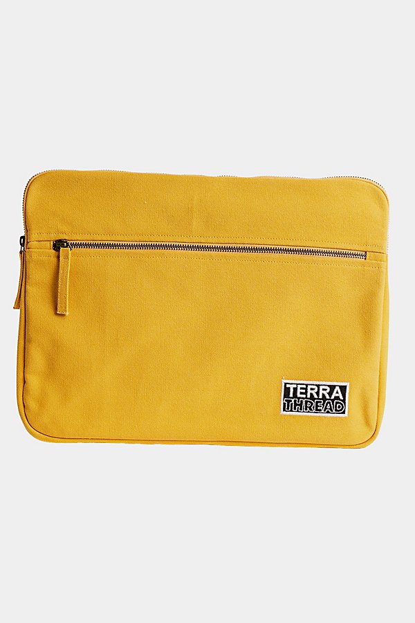 Terra Thread 15" Organic Cotton Canvas Laptop Sleeve In Mustard At Urban Outfitters