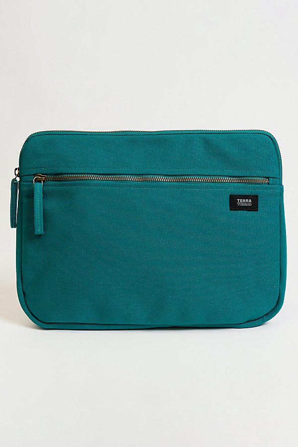 Terra Thread 13" Organic Cotton Canvas Laptop Sleeve In Turquoise At Urban Outfitters