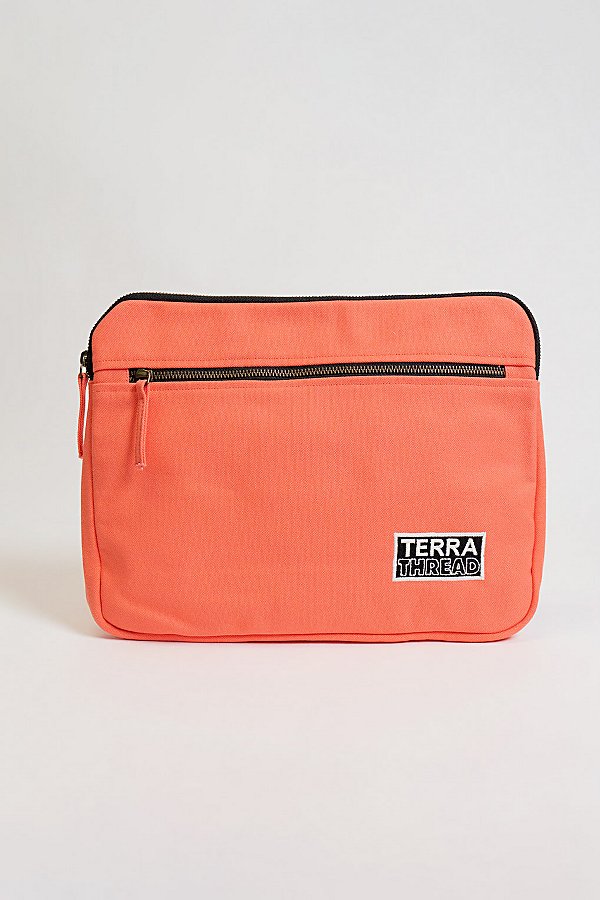 Terra Thread 13" Organic Cotton Canvas Laptop Sleeve In Coral At Urban Outfitters