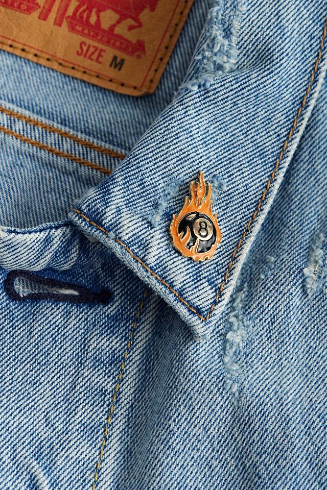 Flaming 8 Ball Enamel Pin #1