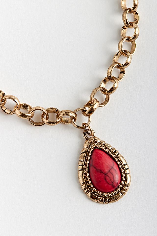 Ellio Stone Teardrop Pendant Necklace #1