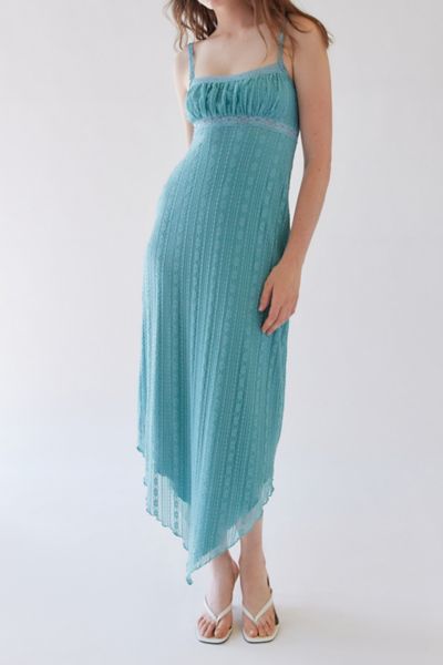 Urban Outfitters Uo Nikita Lace Hanky Hem Midi Dress In Green Blue