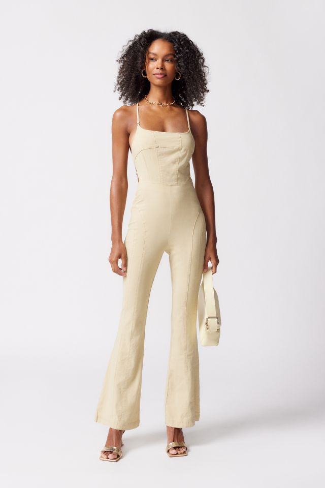 UO Chandler Linen Strappy-Back Jumpsuit