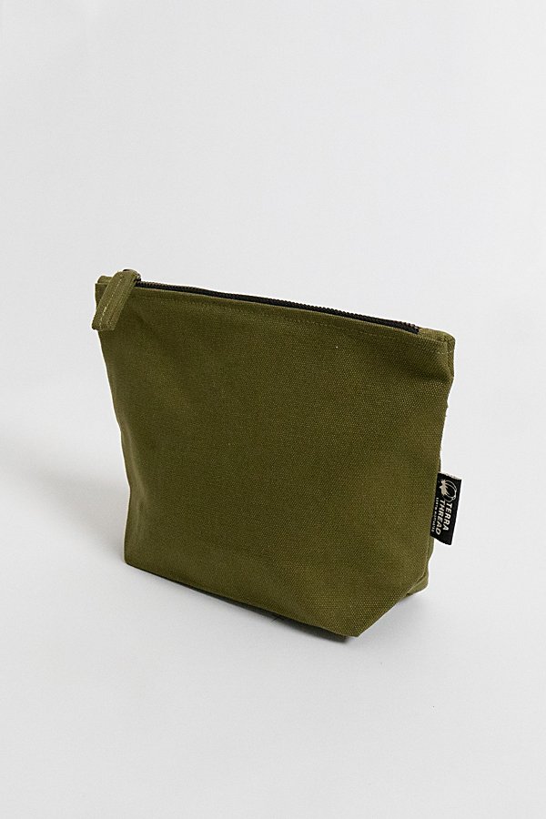 Shop Terra Thread Organic Cotton Canvas Zippered Pouch In Olive At Urban Outfitters