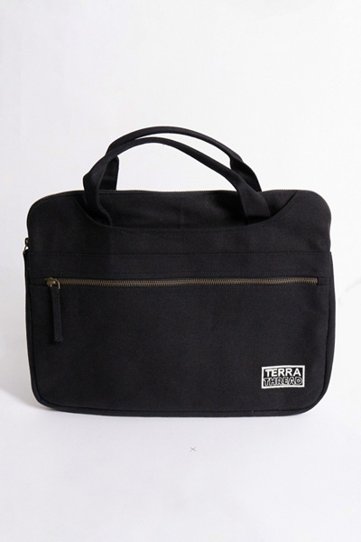 Terra Thread Organic Cotton Canvas Laptop Case In Black