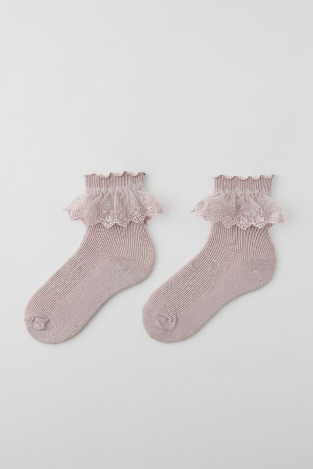 Ruffled Ribbed Crew Sock #1