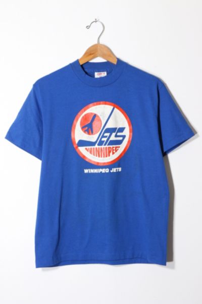 CustomCat Winnipeg Jets 90's Vintage NHL T-Shirt Royal / L