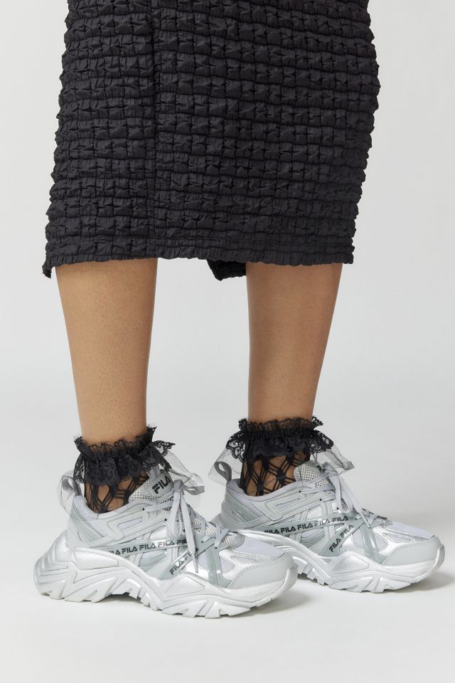 Open Fishnet Weave Ruffle Ankle Sock #1