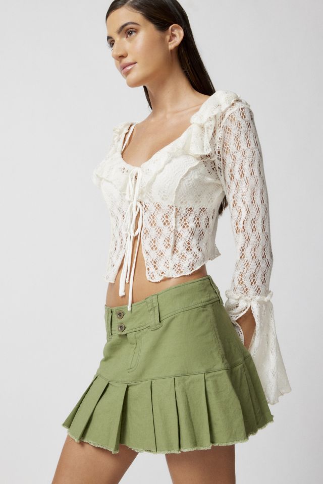 UO Raven Linen Pleated Mini Skirt #2