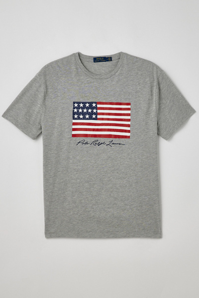Vintage Ralph Lauren American flag grey baby tee