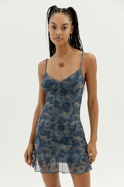 Motel Dammy Paisley Mini Dress In Blue