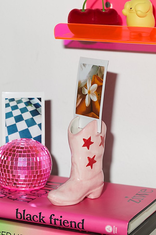 Urban Outfitters Cowboy Boot Photo Stand In Pink At
